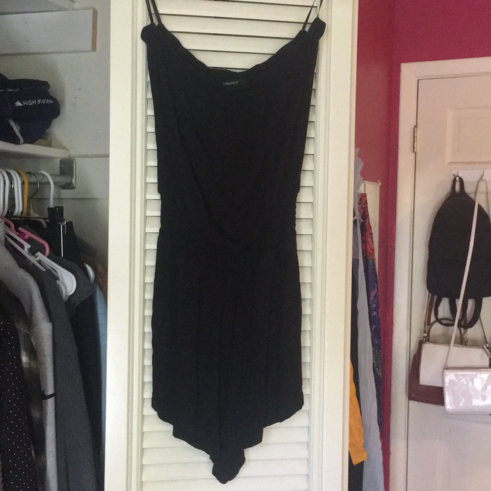 Black strapless romper